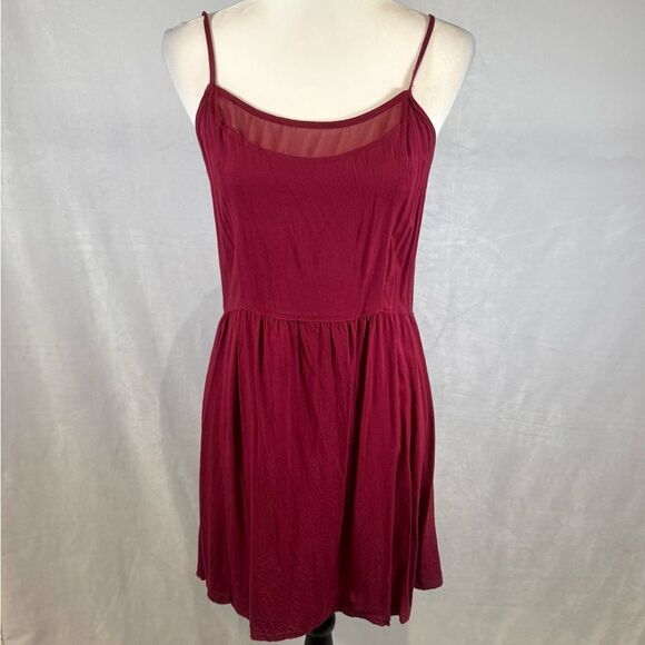 H&M Burgundy wine sheer lined sundress size medium - Picture 1 of 6